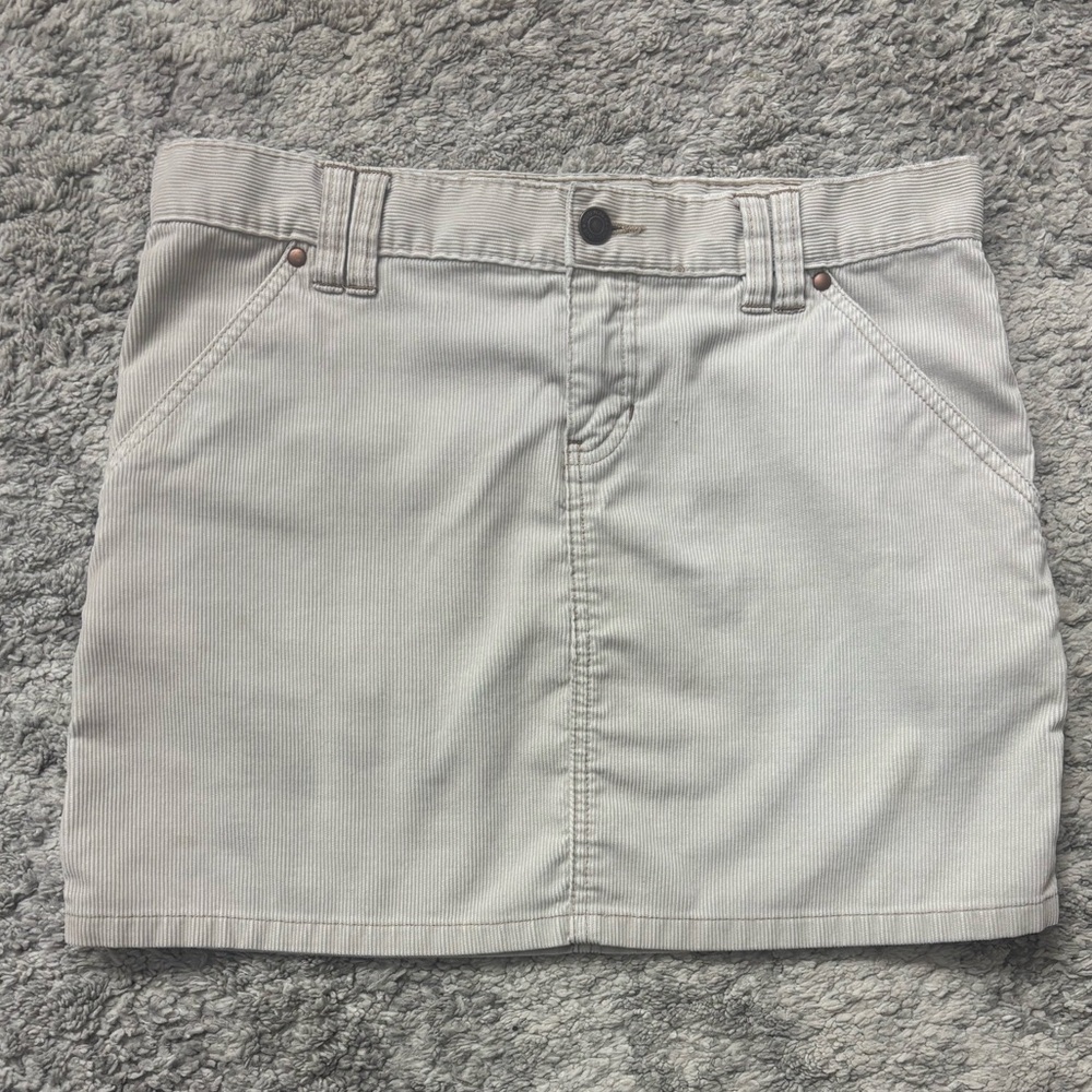 Old Navy Vintage Cream Corduroy Mini Y2K Cargo Skirt Low Rise Woman Size 4